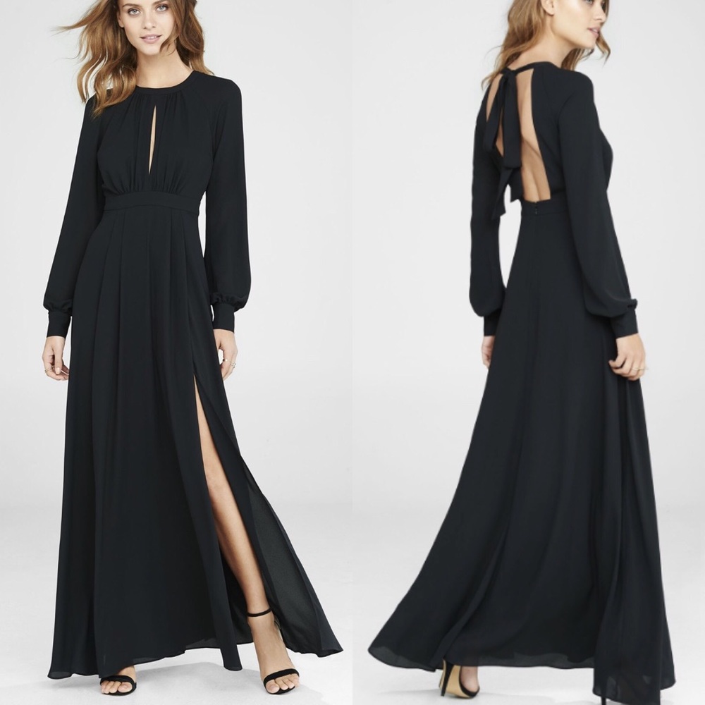 Express black poet sleeve maxi dress